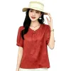 Red printed short-sleeved top for women, a fashionable and casual Chinese style top for the elderly in summer Application Scenario